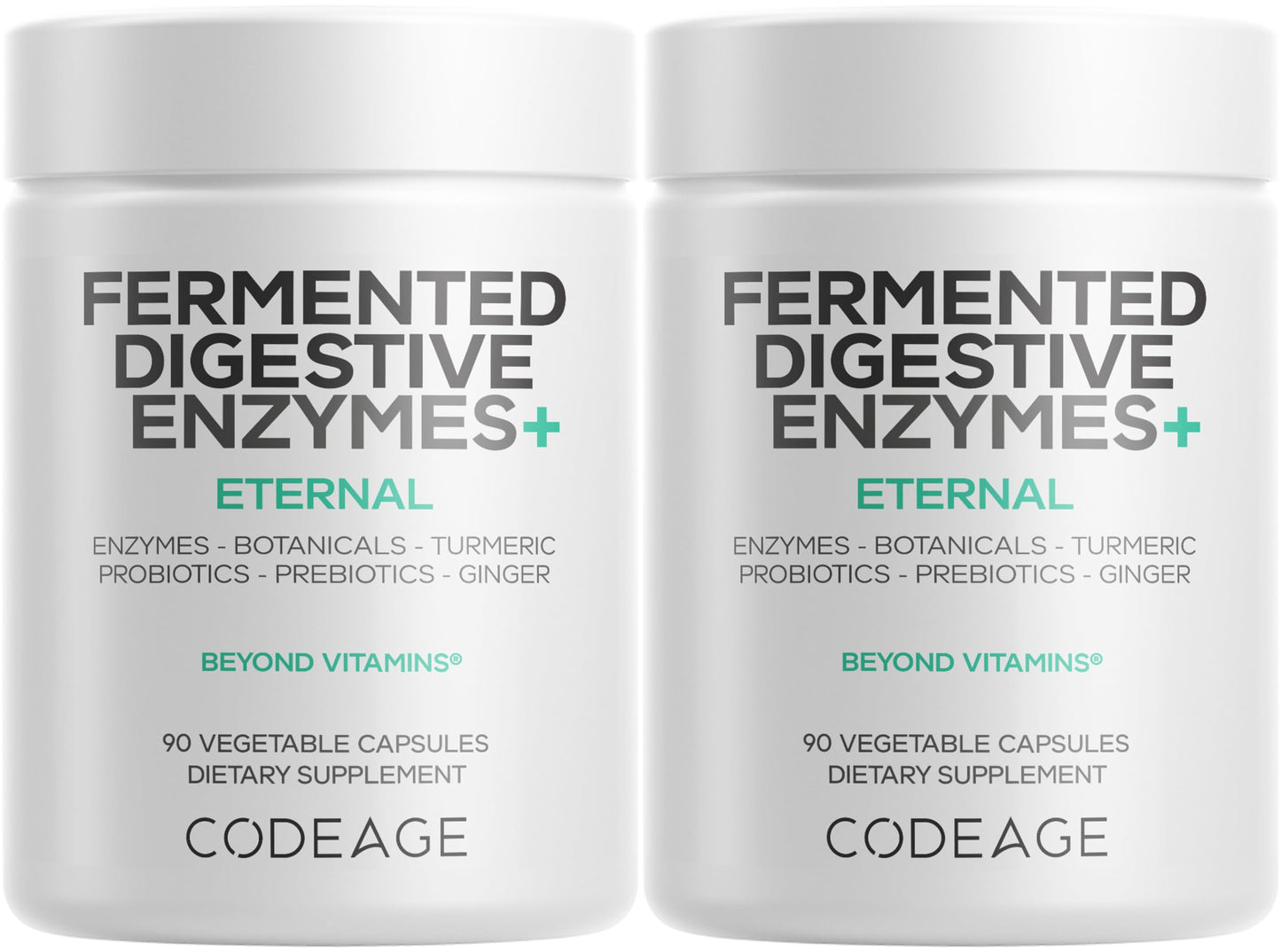 Codeage Fermented Digestive Enzymes Supplement 3-Month Supply - 14 Digestive Enzymes, Probiotics, Prebiotics, Fermented Botanicals, Plant-Based Multi Pancreatic Enzymes - 1 Capsule a Day - 90 Capsules