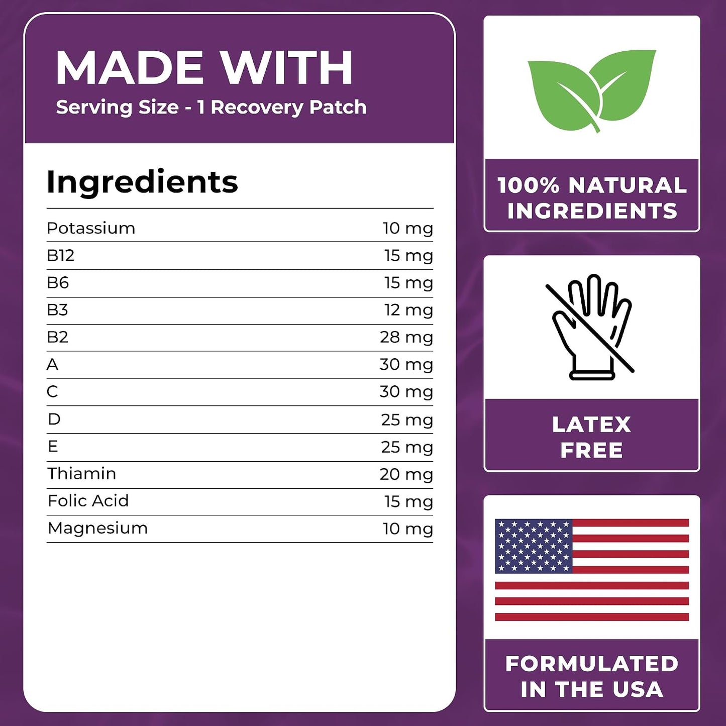 Recovery Patches 60 Pack - Wake Up Refreshed & Energized | Skin-Friendly | 100% Natural Ingredients, Patch For Party, Skin-Friendly & Waterproof, Apply Before Drinking, Enhanced Morning Formula