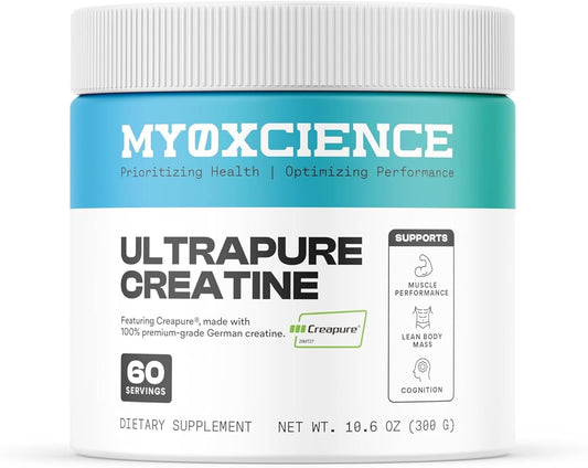 MYOXCIENCE Creapure® Creatine Monohydrate | Supports Strength & Muscle Mass, Cognition and Lean Body Mass | Unflavored (60 Serving Jar)