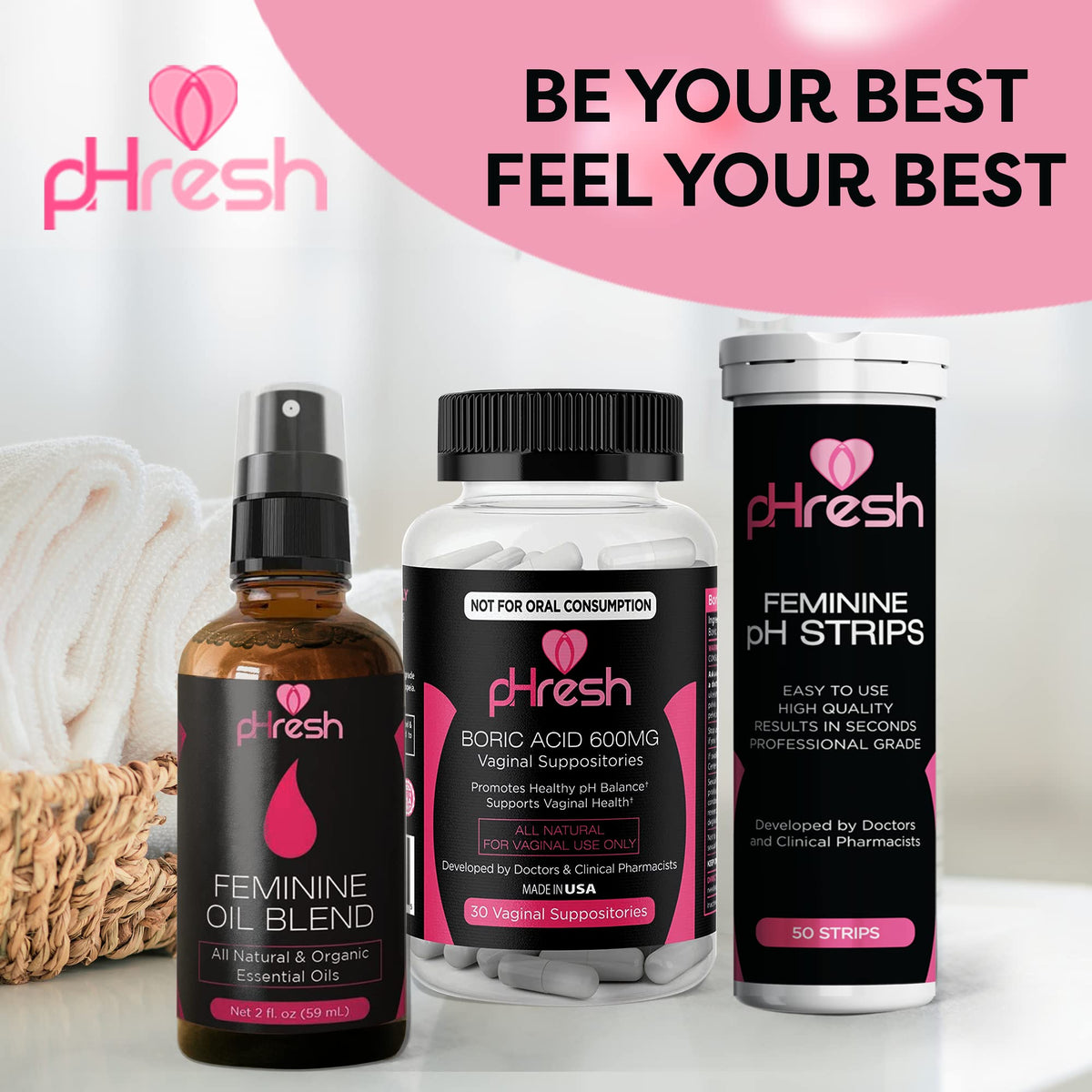 pHresh Feminine Spray - 100% All Natural Yoni Oil for Women - with Tea Tree, Lemongrass, Orange Essential Oils
