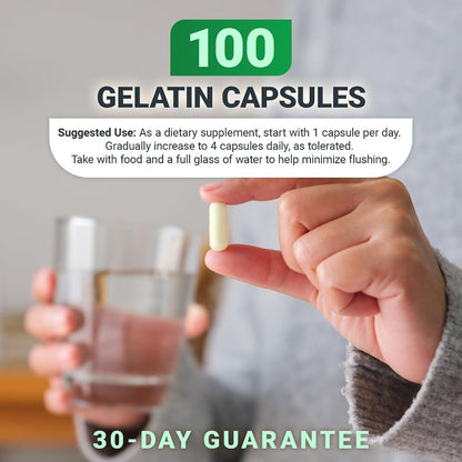 Dr. Berg Highly-Potent Niacin 500 mg – Now Only 125 mg per Capsule for Niacin Flush Tolerance Building – Gradually Increase to 500mg a Day – Vitamin B3 for Heart, Brain & Energy Support – 100 Capsules