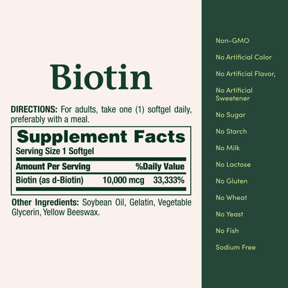 Nature's Bounty Biotin 10,000 mcg, 250 Rapid Release Softgels