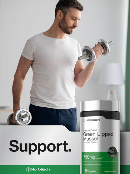 Horbäach Green Lipped Mussel |120 Capsules | from New Zealand | Premium Freeze Dried Mussel Powder | Non-GMO and Gluten Free