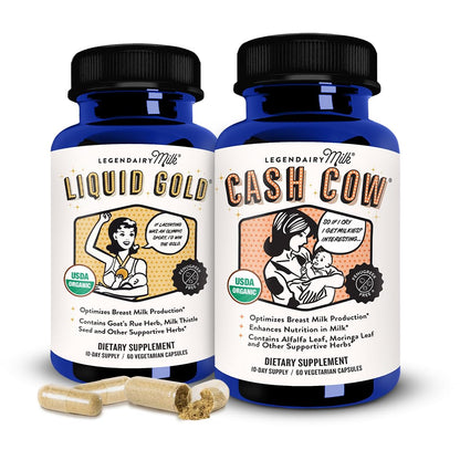Legendairy Milk Liquid + Cash Cow, Lactation Supplement for Milk Supply Increase 
