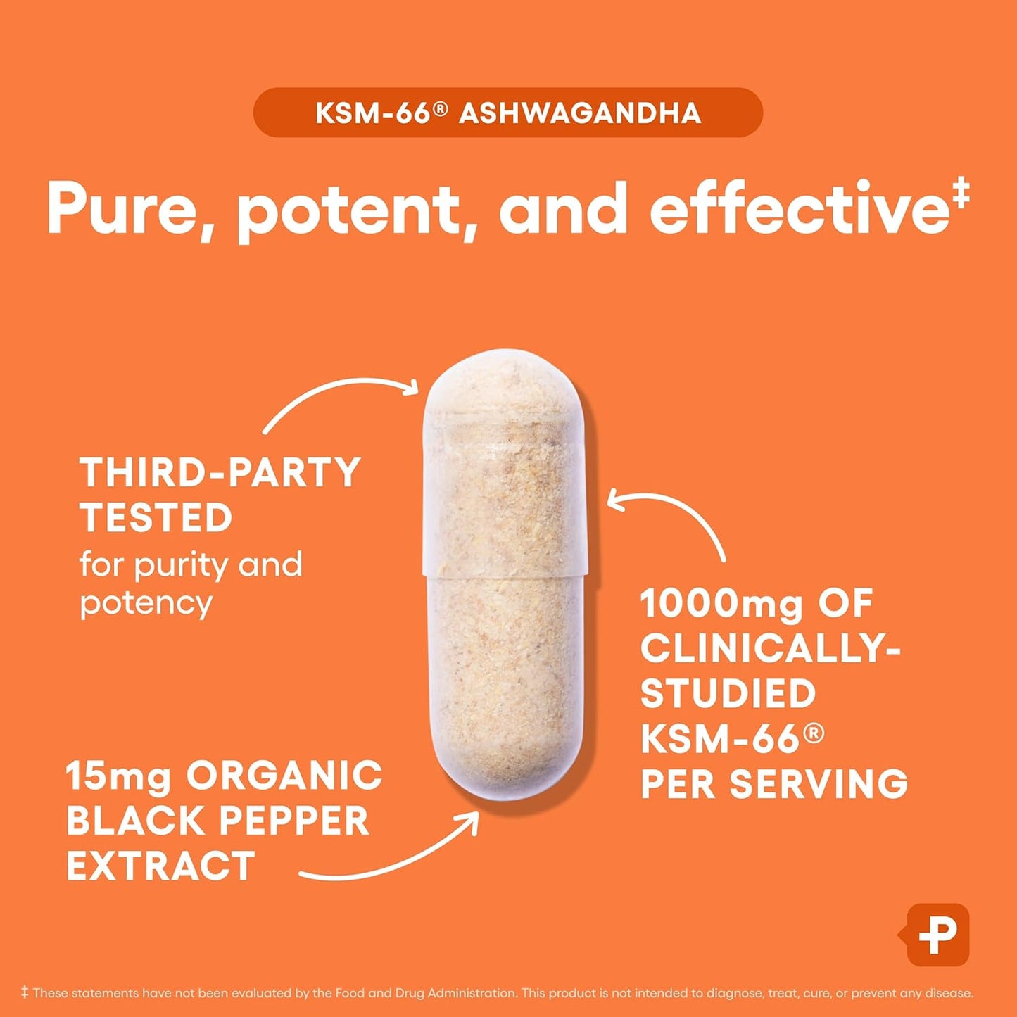 Physician's CHOICE KSM-66 Ashwagandha Root Extract 1,000mg, Organic, 60ct | Stress, Mood & Athletic Support, 5% Withanolides with Black Pepper Extract for Maximum Absorption, Vegan