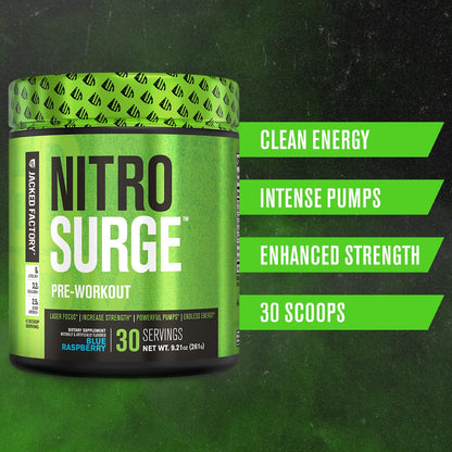 Jacked Factory NITROSURGE Pre Workout Supplement - Endless Energy, Instant Strength