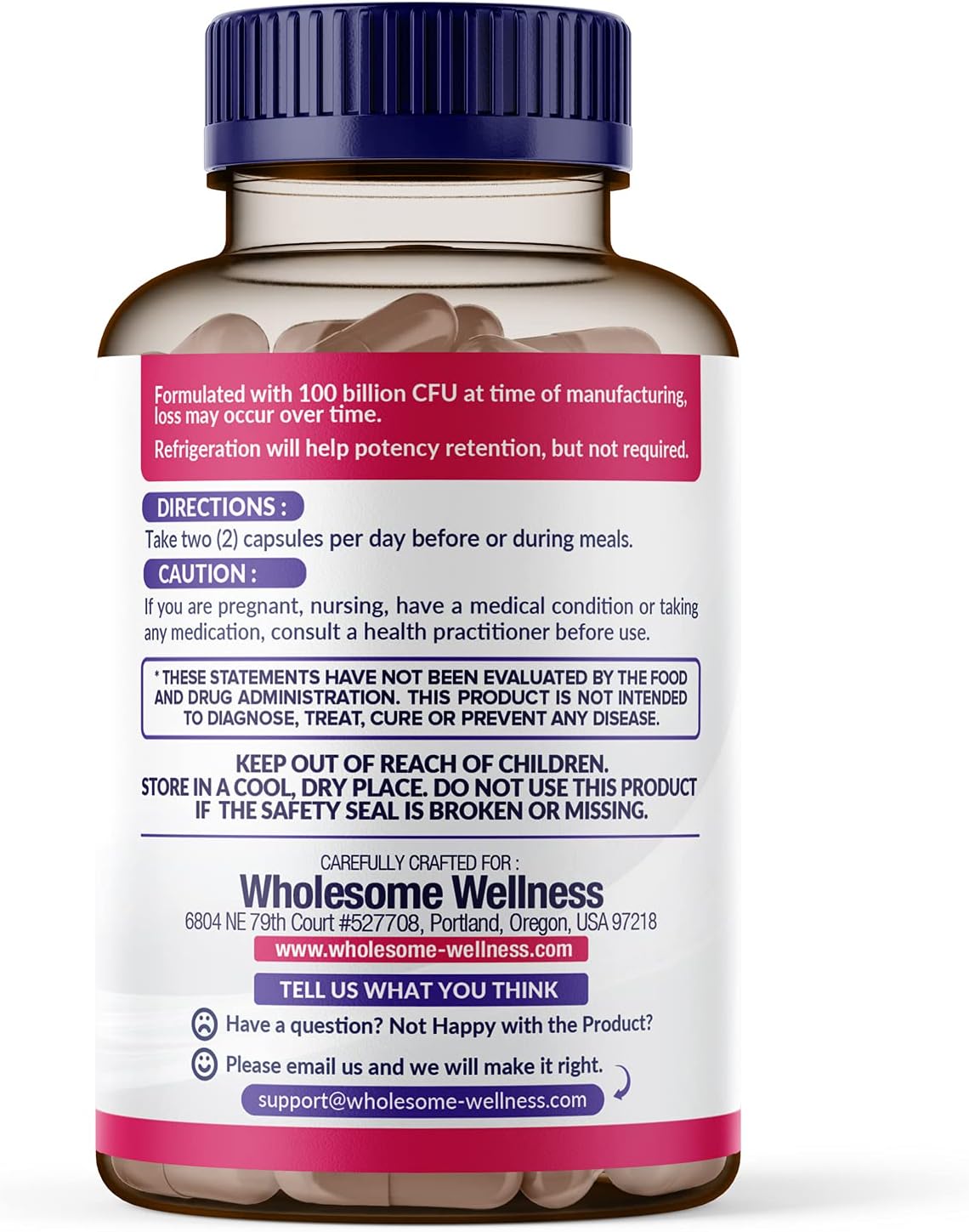 Wholesome Wellness 100 Billion CFUs with Prebiotics and Organic Probiotics 100 Billion CFU for Men and Women Bundle