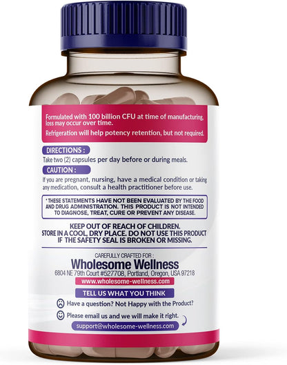 Wholesome Wellness 100 Billion CFUs with Prebiotics and Organic Probiotics 100 Billion CFU for Men and Women Bundle
