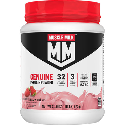 Muscle Milk Genuine Protein Powder, Strawberries ‘N Crème, 1.93 Pounds, 12 Servings