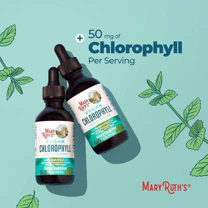 MARYRUTH'S Chlorophyll Liquid Drops | Clean Label Project Certified® | Vegan | Non-Diluted Liquid Chlorophyll| Mulberry Derived Supplement for Ages 14+ | Non-GMO | Delicious Minty Flavor | 2 Fl Oz