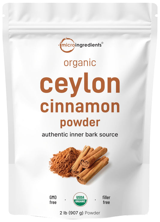 Micro Ingredients Organic Ceylon Cinnamon Powder, 8 oz | Sri Lanka Source | True Cinnamon for Spice & Seasoning | Great for Baking, Cooking, & Drinks | Additive Free, Non-GMO