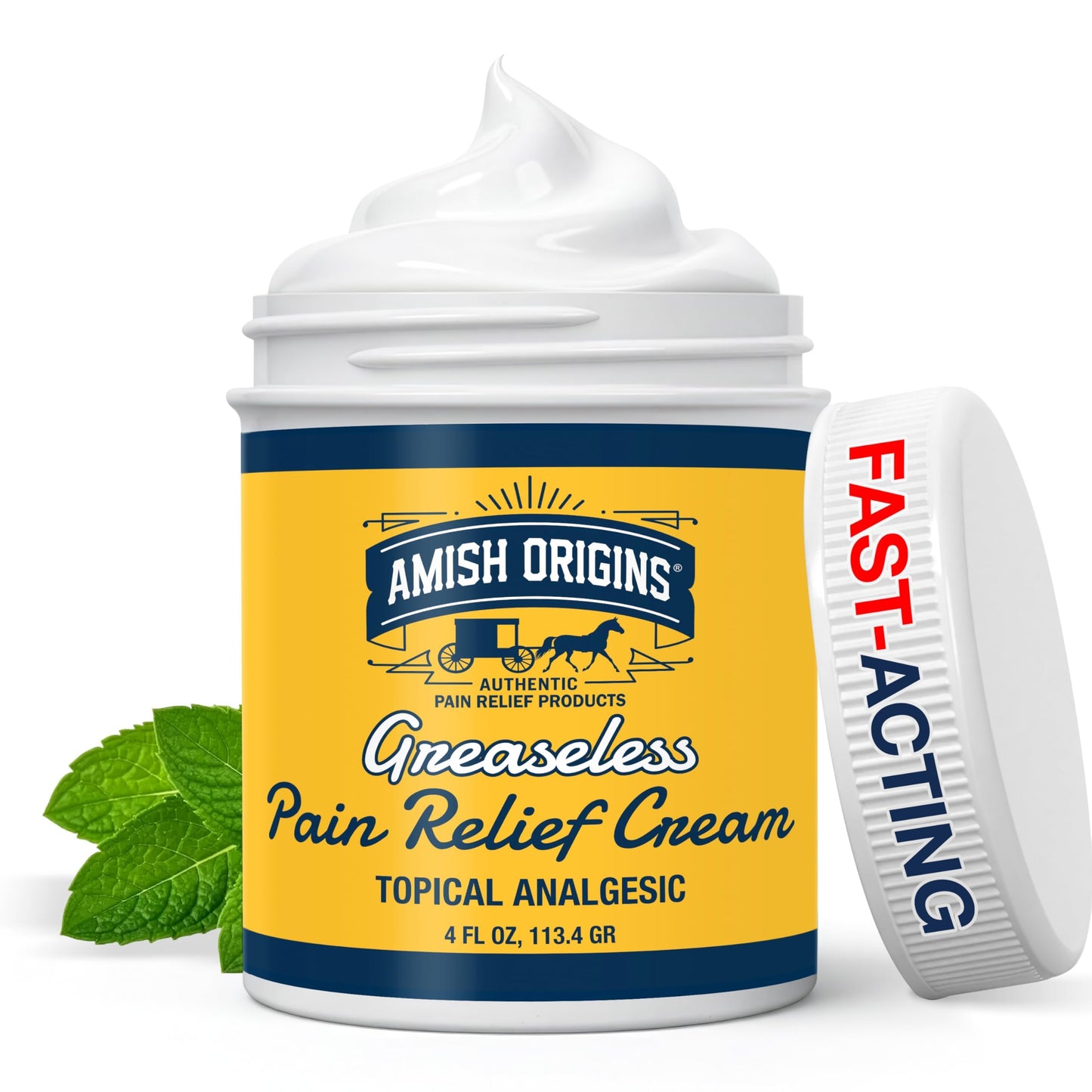 Amish Origins Pain Relief Cream, Maximum Strength Deep Penetrating for Joint, Muscle, Knee, Back, Feet, Hand, Ankle, Aches, 8 fl oz (Pack of 1)