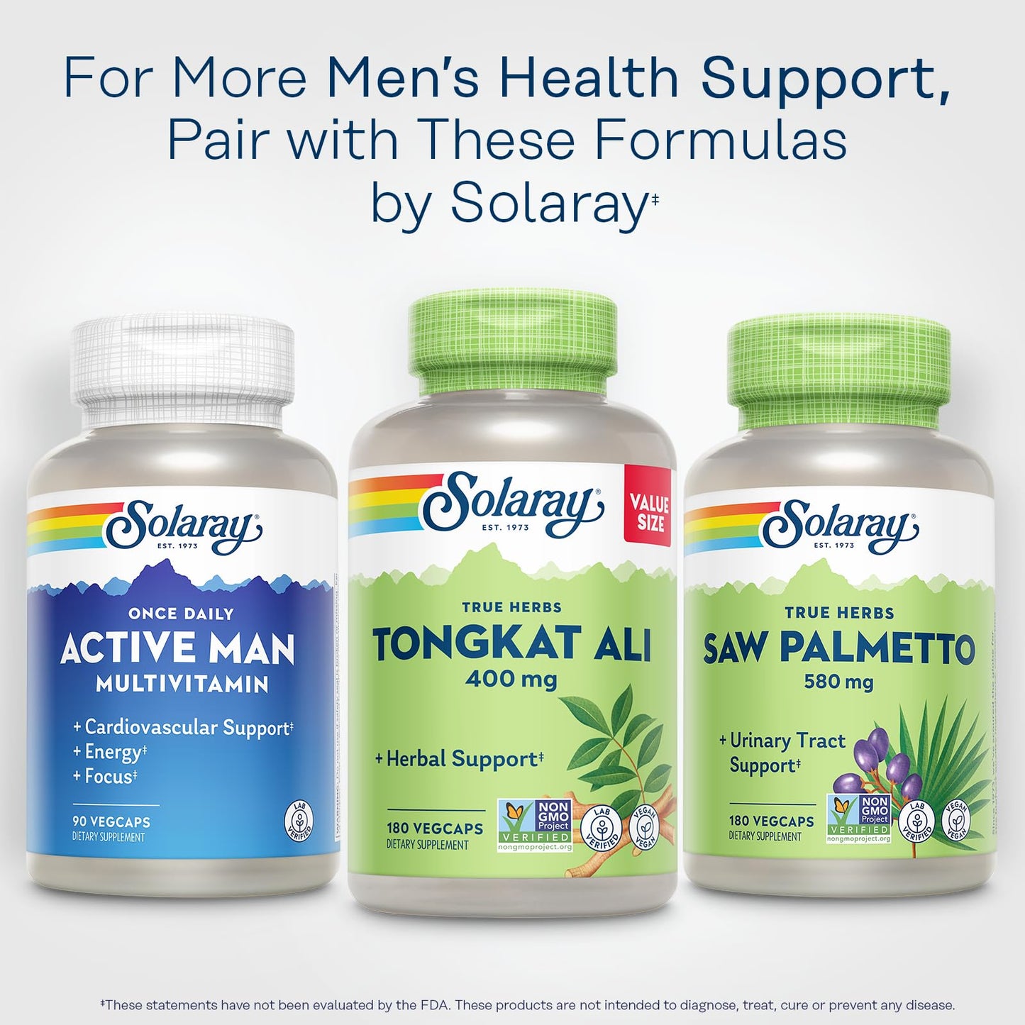 SOLARAY Tongkat Ali 400 mg - Longjack Tongkat Ali for Men - Herbal Support for Men's Health and Vitality - Vegan, Non-GMO, Lab Verified - 180 Servings, 180 VegCaps