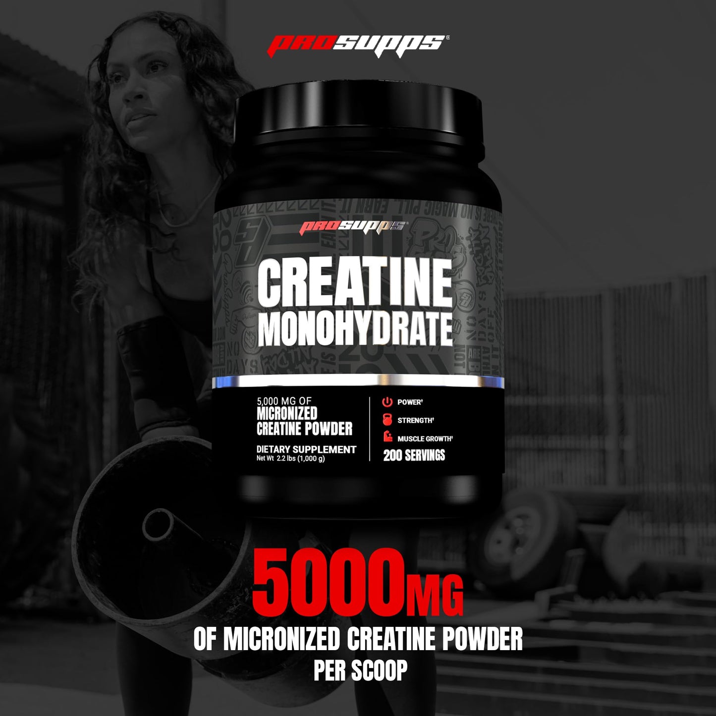 ProSupps Creatine Monohydrate Powder for Men & Women, Unflavored - 5000,mg of Micronized Creatine - Gym Workout Supplement for Muscle Gain & Recovery - Sugar-Free, Soy & Gluten-Free - 60 Servings
