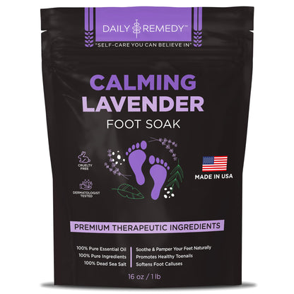 Calming Lavender Foot Soak with Epsom Salt, Made in USA, Foot Soak Soothes Sore Tired 