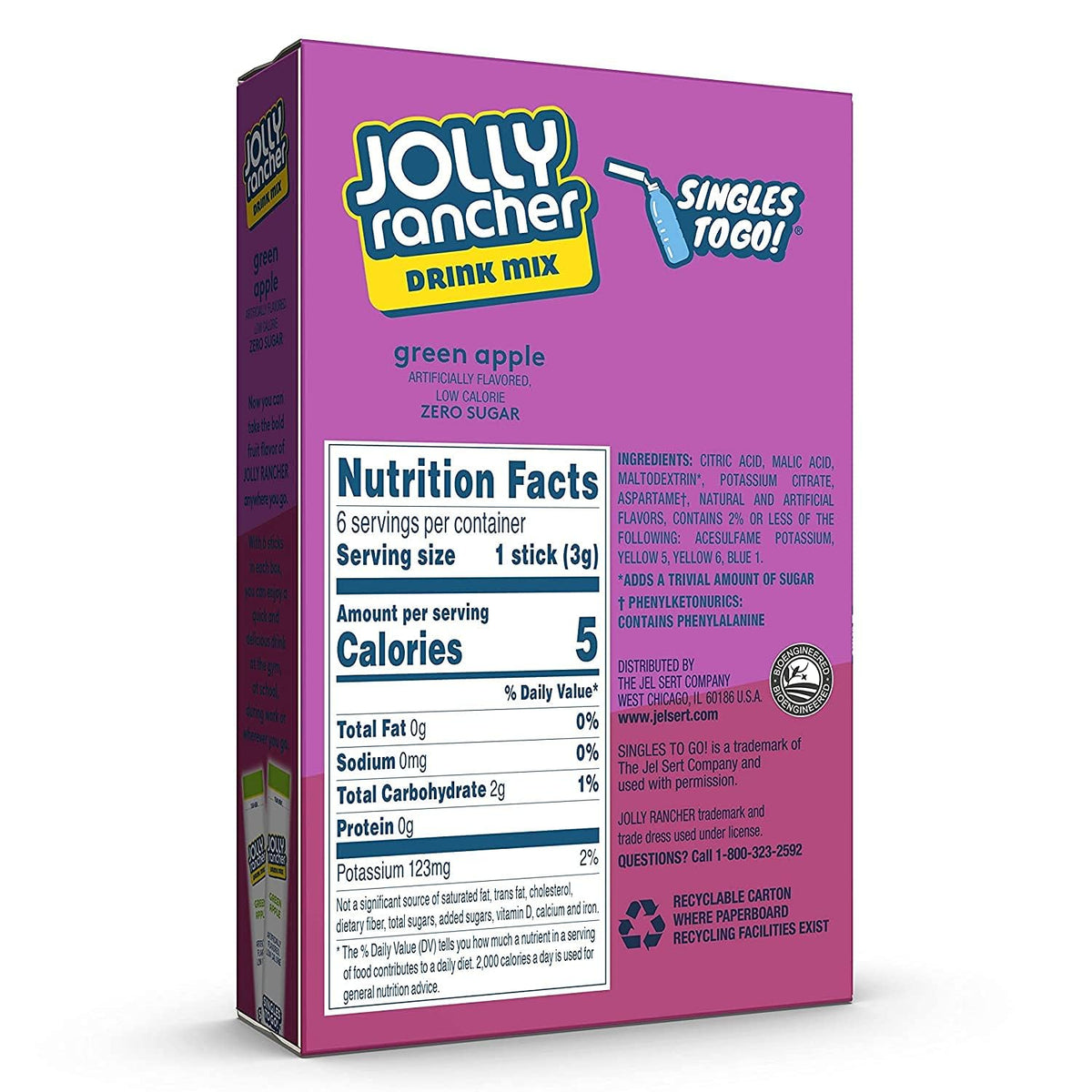 Jolly Rancher Blue Raspberry Singles To Go Drink Mix - 0.65 oz, Pack of 4