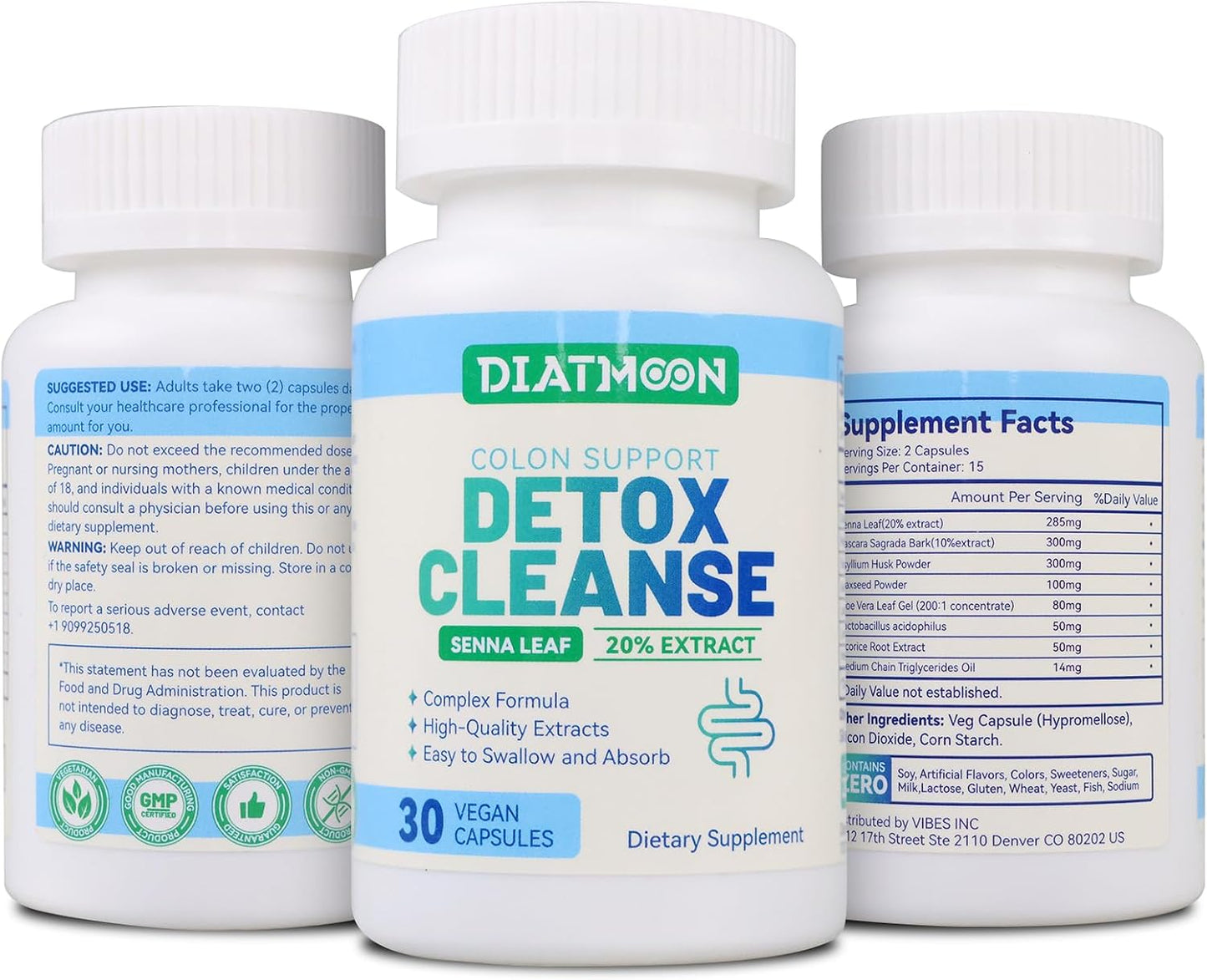 Gut Cleanse Capsules, Gut and Colon Support, Detox & Cleanse, for 15 Days, Non-GMOs, Non-Gluten, Vegan, Colon Cleanse Supplement, 30 Count