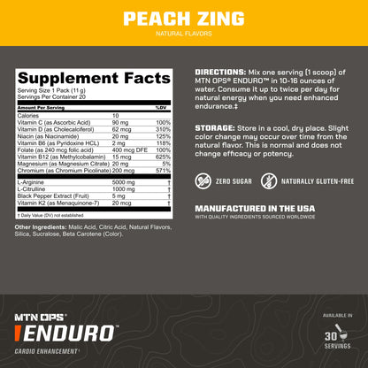 MTN OPS Enduro Stim-Free Pump Pre Workout, Pineapple