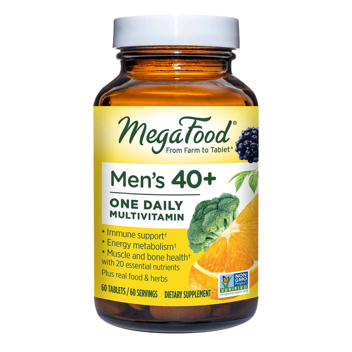 MegaFood Men's 40+ One Daily Multivitamin for Men With Vitamin B, Vitamin D3, Selenium
