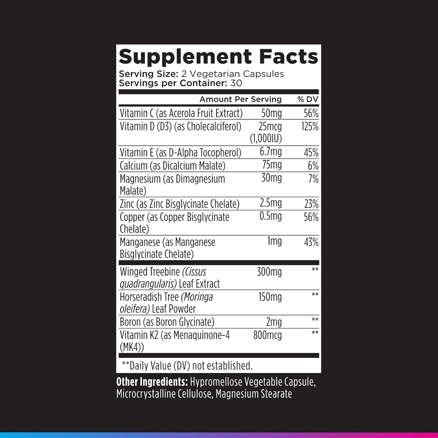 Livingood Daily Calcium Supplement for Women and Men, Bone Support with Vitamin C, Vitamin D3 K2, Magnesium, Zinc, Calcium, Vegetarian Capsules, Non GMO, Gluten Free, 60 Count