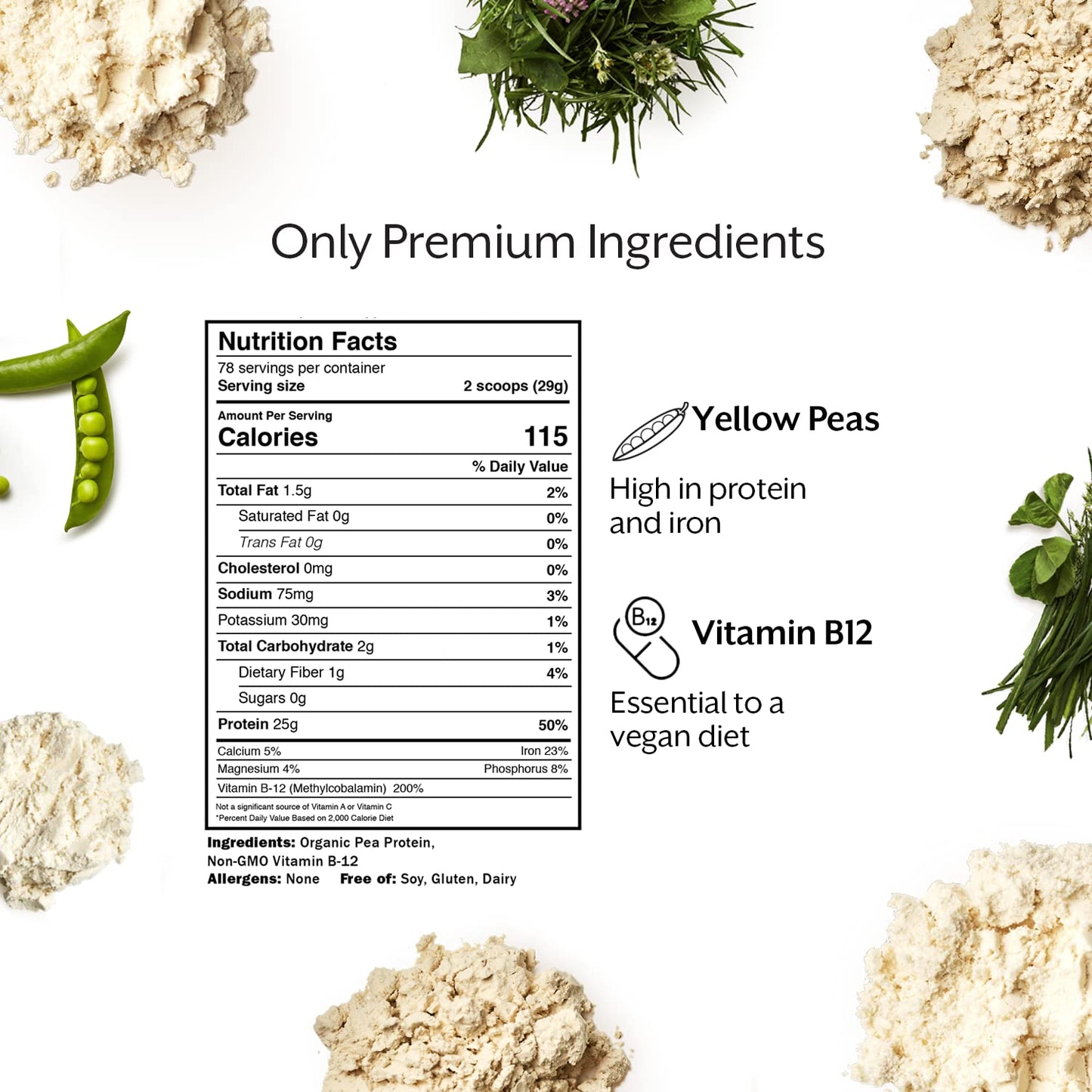 ProMix Nutrition Plant-Based Vegan Protein Powder, Vanilla - Pea Protein & Vitamin B-12 - Post Workout Fitness & Nutrition Shakes, Smoothies, Baking & Cooking Recipes - 2.5 Pound (Pack of 1)