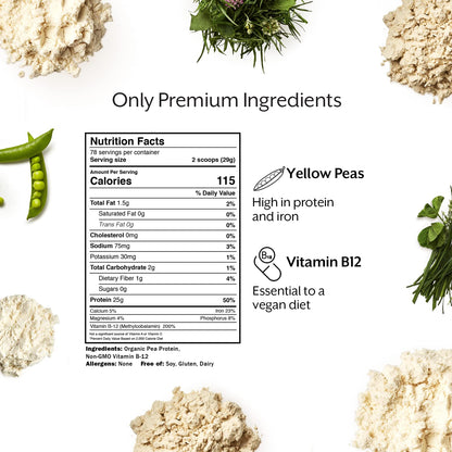 ProMix Nutrition Plant-Based Vegan Protein Powder, Vanilla - Pea Protein & Vitamin B-12 - Post Workout Fitness & Nutrition Shakes, Smoothies, Baking & Cooking Recipes - 2.5 Pound (Pack of 1)