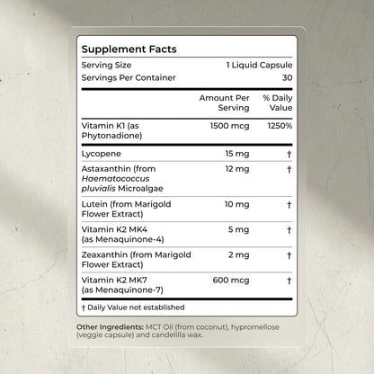 Blueprint Bryan Johnson Advanced Antioxidant Supplement – Lutein, Zeaxanthin, Lycopene, Vitamin K1, K2 – Vegan Capsules for Vision, Bone & Heart Support – Updated Formula of Essential Softgels