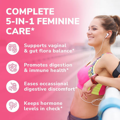 Vitalibre Probiotics for Women 100 Billion CFU 15 Strains, Daily Probiotic | 30 Vegan Capsules, Prebiotic Supplement with Organic Cranberry to Support Vaginal, Digestive, Immune Health, Shelf Stable