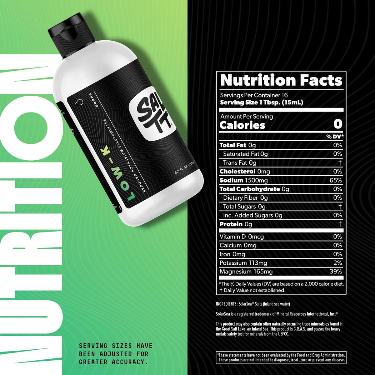 SALTT Low-K Fasting Low Potassium Electrolyte Drops, Unflavored, 8.3 oz