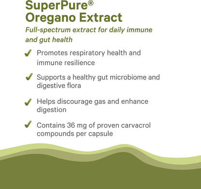 PURE SYNERGY SuperPure Oregano Extract | Oregano Oil Extract Capsules | Organic Oil and Leaf Supplement | for Immune, Digestive, and Respiratory Health (60 Capsules)