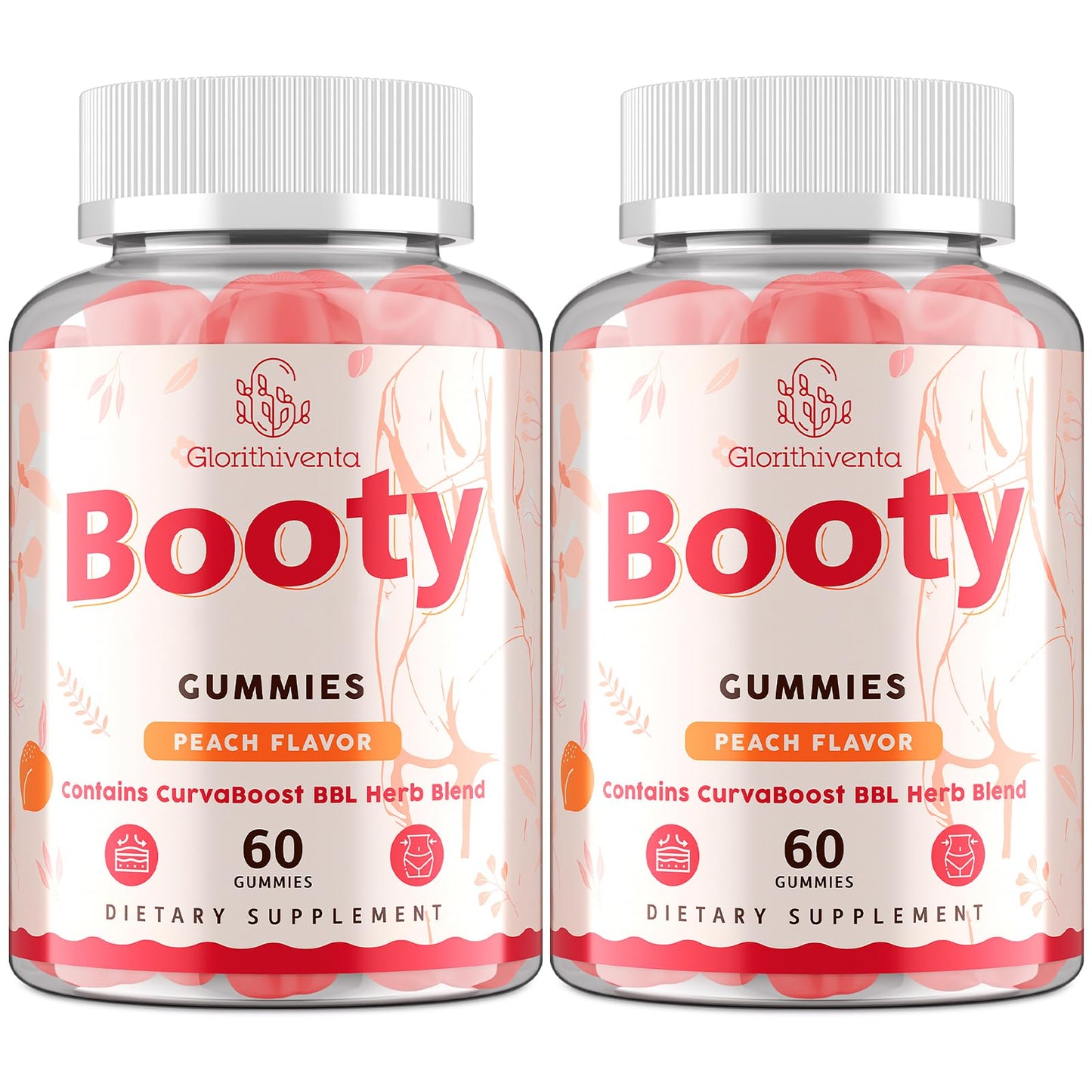 Booty Gummies for Women, BBL Gummies Contains CurvaBoost BBL Herb Blend & Creatine Monohydrate for Booty, Curves & Energy, Zero Sugar, Vegan, Peach Flavor - 60 Counts