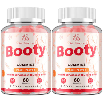 Booty Gummies for Women, BBL Gummies Contains CurvaBoost BBL Herb Blend & Creatine Monohydrate for Booty, Curves & Energy, Zero Sugar, Vegan, Peach Flavor - 60 Counts
