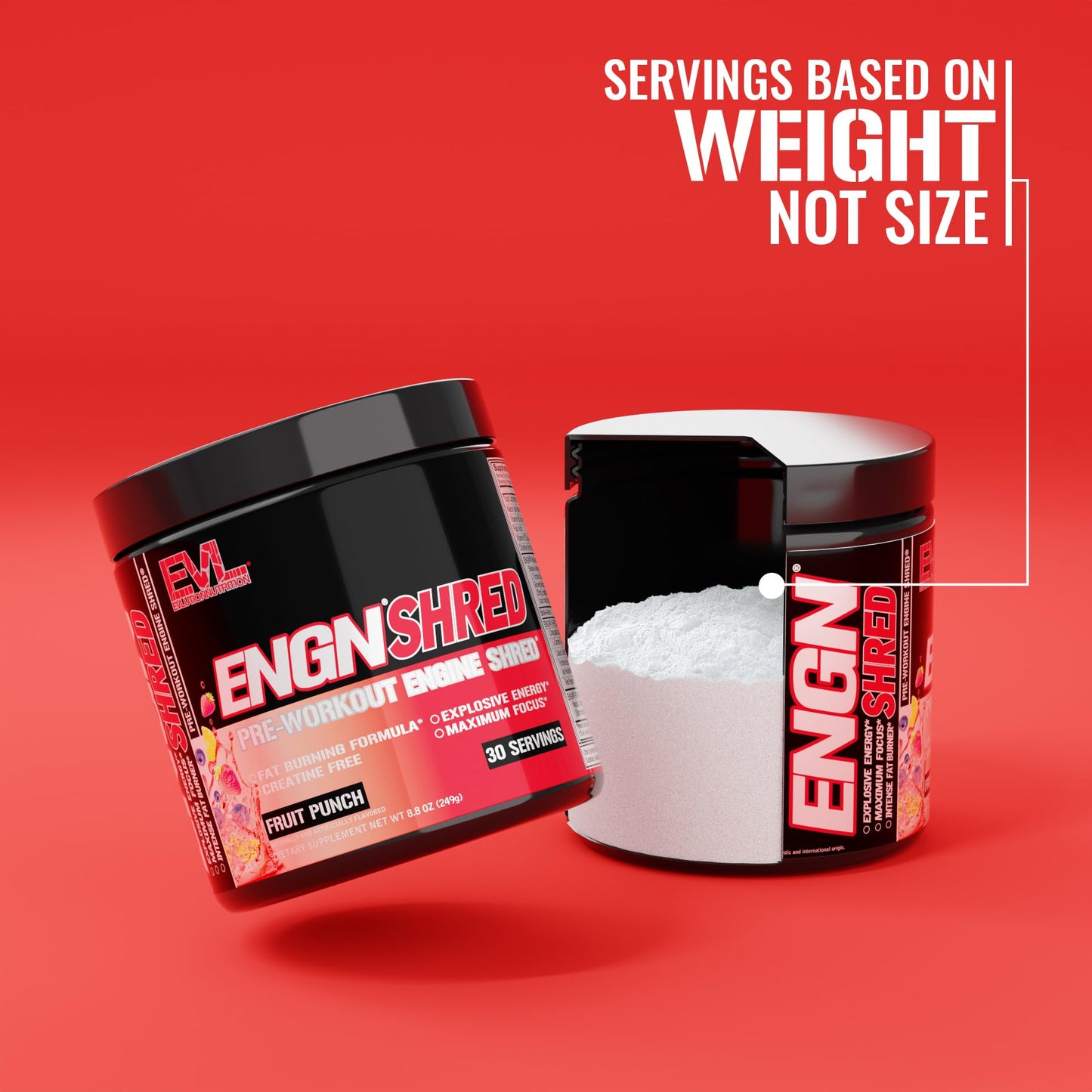 EVL Ultimate Pre Workout Powder - Thermogenic Fat Burner Preworkout Powder Drink for Lasting Energy Focus and Stamina - ENGN Shred Intense Fat Burning Creatine Free Preworkout Drink - Cherry Limeade