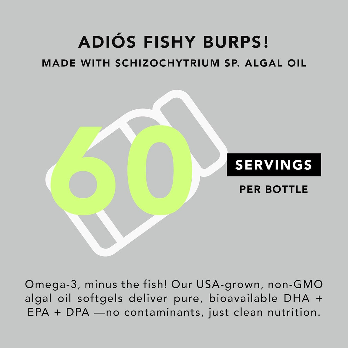 AMANDEAN Vegan Omega-3 Supplement, Algal Oil Algae DHA EPA Softgels, 120ct