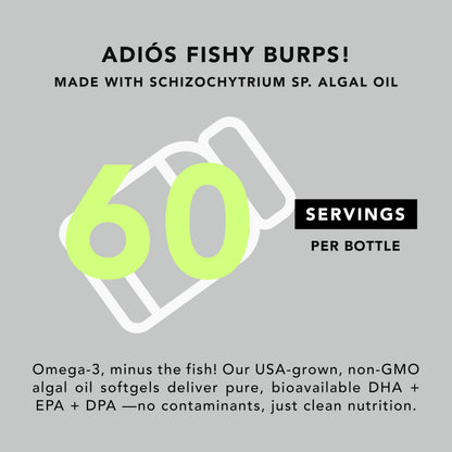 AMANDEAN Vegan Omega-3 Supplement, Algal Oil Algae DHA EPA Softgels, 120ct