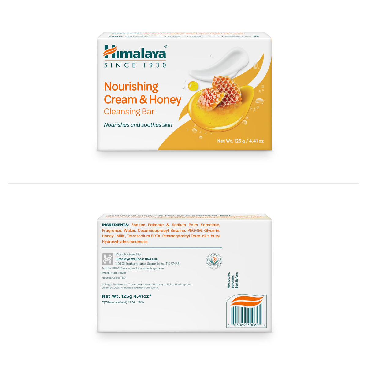 Himalaya Nourishing Cream & Honey Cleansing Bar Soap, 4.41 oz, 6 Pack