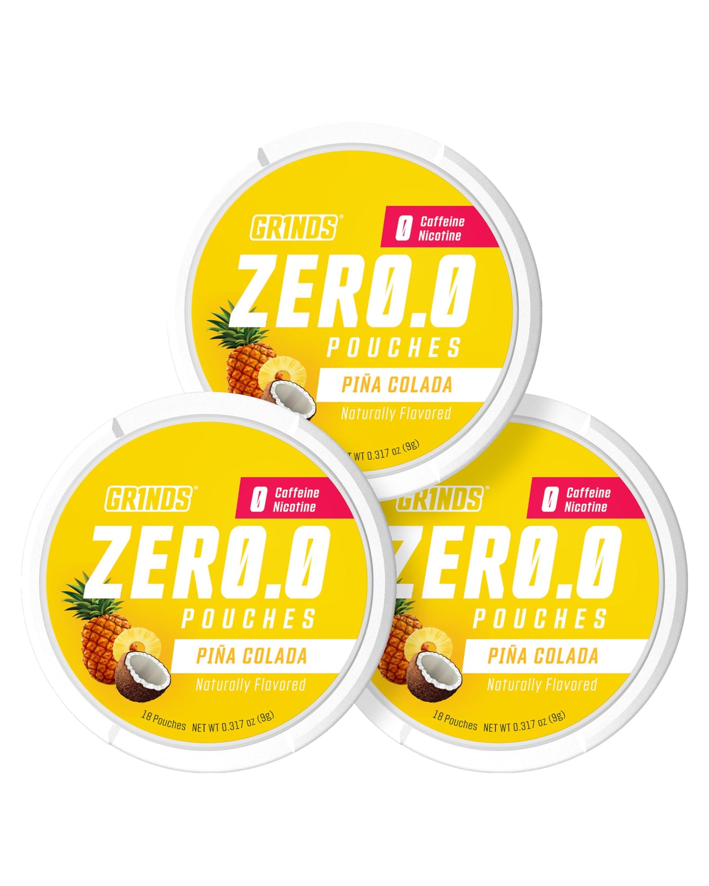 GRINDS Focus Pouches | Naturally Flavored with Nootropic Ingredients | Contains Alpha GPC and L-Theanine | Sugar-Free | 3 Pack | 18 Pouches Per Can | Blue Raspberry