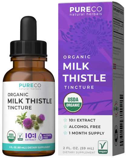 USDA Organic Milk Thistle Capsules - 80% Silymarin Supplement for Liver Support- Super Concentrated 300mg of 30:1 Milk Thistle Extract Equivalent to 9,000mg - Milk Thistle Liver Detox 60 Day Supply