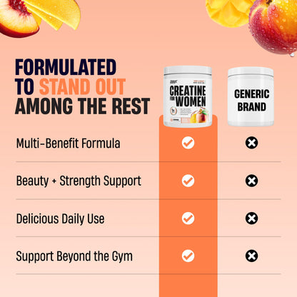 Nutrex Research Creatine for Women Booty & Beauty – Peach Mango | 5g Creatine, 2g Collagen, BCAAs & Hyaluronic Acid for Glutes, Strength & Skin | Gluten Free, 30 Servings