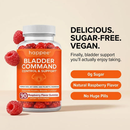 Happee Bladder Control Gummies Supplement Women & Men, Day & Night 90 ct | Daily Bladder Support & Urinary Tract Health, 4-in-1 Pumpkin Seed Extract & Soy Germ, 90 Berry Gummies