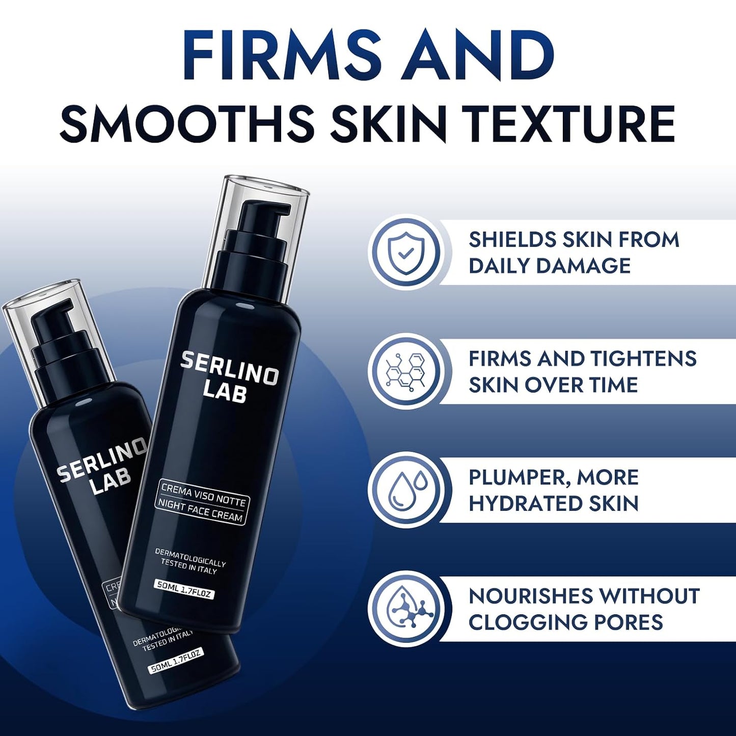 Anti-Age Night Face Cream for Men, Dermatologically Tested, Retinyl Palmitate, Sodium Hyaluronate & Olive Oil, Overnight Moisturizer for Smoother, Firmer-Looking Skin, 50 ML(1pc)