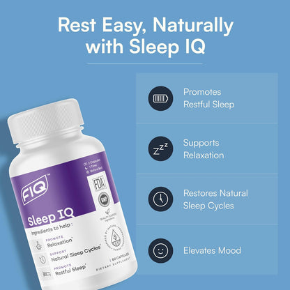 Formula IQ - Sleep IQ - Sleep Aid - Magnesium Supplement with 5 mg Melatonin, Lemon Balm, & Valerian Root - 60 Capsules