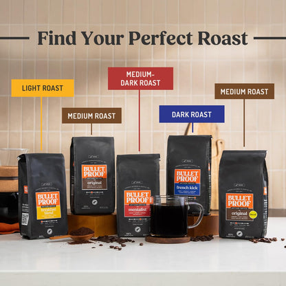 Bulletproof Original Medium Roast Ground Coffee,100% Arabica Coffee, Clean Coffee Tested for Toxins, Sustainably Sourced, 12 Ounces