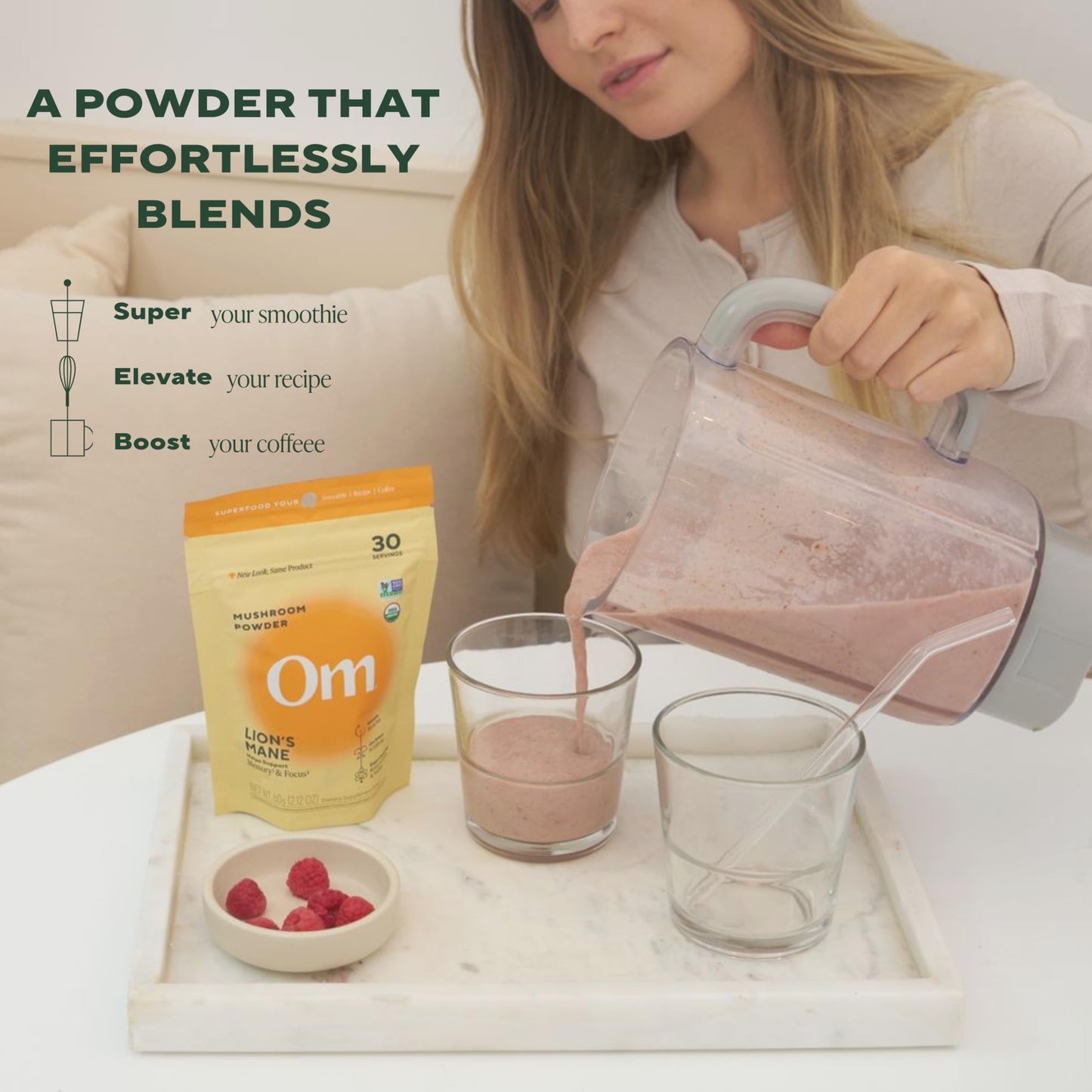 Om Lion’s Mane Mushroom Powder - Organic Mushroom Supplement and Nootropic - Support Memory, Focus and Nerve Health, 7.05 oz (100 Servings)