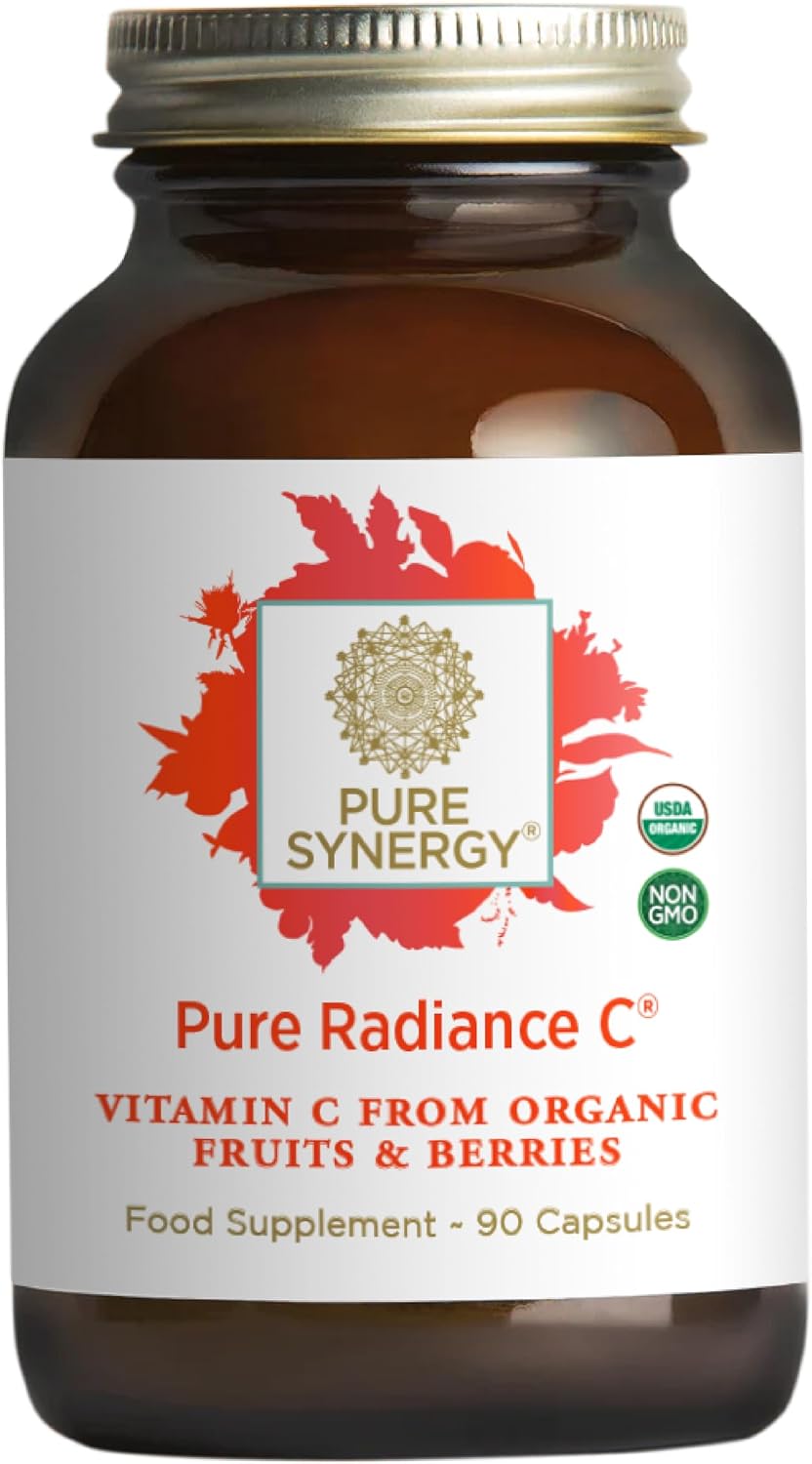 PURE SYNERGY Pure Radiance C | Organic Vitamin C Capsules | 100% Natural, Whole Food, Non-GMO Supplement with Organic Camu Camu | for Immune and Collagen Support (90 Capsules)