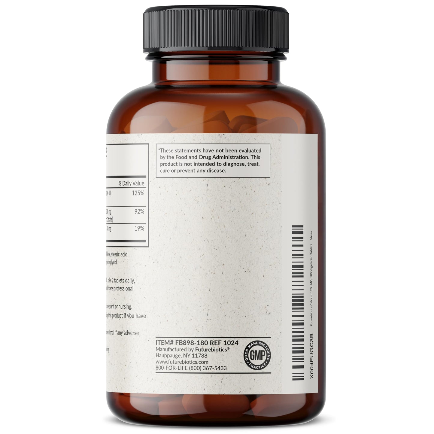 Futurebiotics Calcium 1200 MG Per Serving Sustained Release with Vitamin D3 1000 IU Per Serving Non-GMO, 90 Vegetarian Tablets