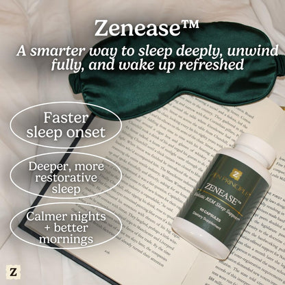 Zen Principle Zenease Sleep Support with Magnesium Glycinate, Ashwagandha KSM-66®, Saffron, L-Theanine & GABA – No Melatonin, Natural Stress Relief & Sleep Aid. 90 Capsules