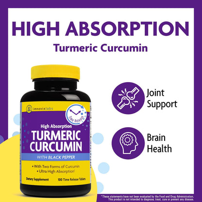 Magnesium & Curcumin Bundle: InnovixLabs Advanced Magnesium (150 Time-Release Capsules) InnovixLabs Turmeric Curcumin (100 Time-Release Tablets). Promotes Relaxation, Bones, Muscle and Immune Health.*