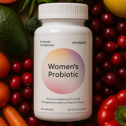 envitamin Probiotic for Women Balance Formula with Ashwagandha, Cranberry, Black Cohosh, D-Mannose, Hibiscus, & Dandelion - Support Your Microbiome