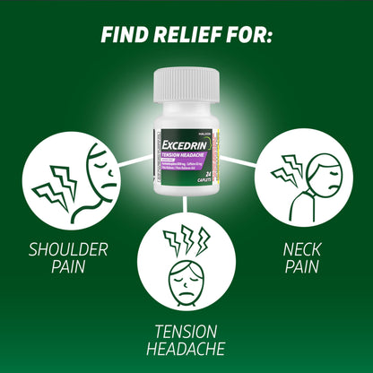 Excedrin Tension Headache Relief Caplets Without Aspirin for Head, Neck and Shoulder Pain Relief - 100 Count